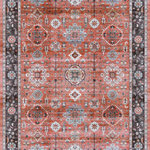 Nourison - Nourison Fulton 2'3" x 7'6" Rust Vintage Indoor Area Rug - Add a relaxed vibe to your space with this vintage-inspired rug from the Fulton Collection. The classic Persian pattern is presented in a rust and blue multicolored palette finished with an artful fade that brings a cultured look to your living room, bedroom, or dining room. This printed rug is made from durable polyester yarns with a non-shedding, non-slip back ideal for busy households with pets, kids, and frequent guests.
