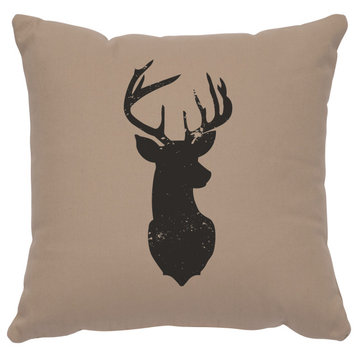 Image Pillow 16x16 Deer Head Silhouette Cotton Alabaster
