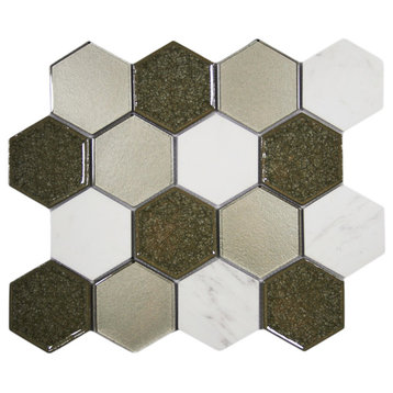 Sienna Blend Hexagon Tile, 10.35"x11.93" Sheet