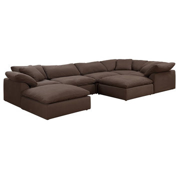 Sunset Trading Puff 7-Piece Fabric Slipcovered Modular Sectional in Brown