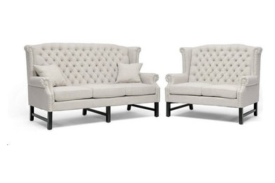 Baxton Studio Sussex Beige Linen Sofa Set