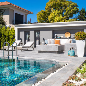 Olcay Mix & Pool Garden Grey Porcelain Tiles - Cesme,Izmir Villa