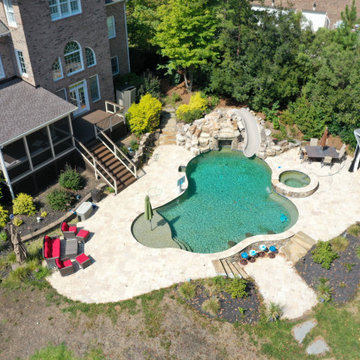 Composite Deck Overlooking Backyard Pool