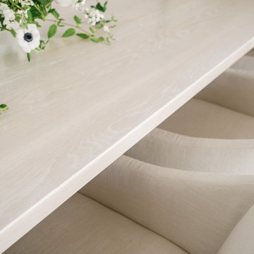 CUSTOM WHITE WASHED WHITE OAK DINING TABLE