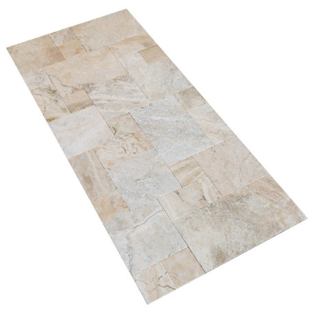 Philadelphia Antique Pattern Travertine Tile Brushed, Chiseled -128 sqft-boxed