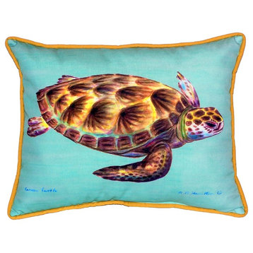 Green Sea Turtle - Teal Large Indoor/Outdoor Pillow 16x20