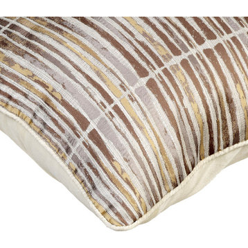 Stripes 18"x18" Jacquard Gold Pillows Cover, Spacing Out