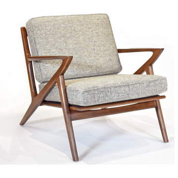 Zach Mid Century Modern Walnut Lounge Chair, Mineral