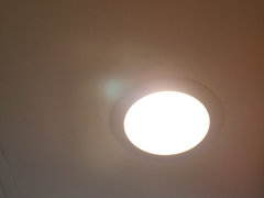 Wafer lights in drop shop ceiling