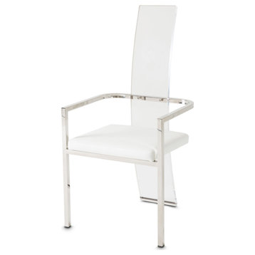 State St. Dining Arm Chair - Clear Acrylic/Glossy White
