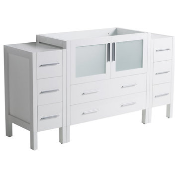 Torino 60" Bathroom Cabinet, White, Without Top and Sink