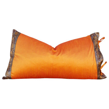 Kadambi Large Festive Indian Silk Queen Lumbar Pillow Cover