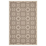 Lexmod - Ariana Vintage Floral Trellis 8"x10" Indoor/Outdoor Area Rug, Light/Dark Beige - Make a sophisticated statement with the Ariana Vintage Floral Trellis Indoor and Outdoor Area Rug. Patterned with an elegant design, Ariana is a durable and soft machine-woven polypropylene rug that offers wide-ranging support. Featuring a vintage floral lattice design with a low pile weave and gripping rubber bottom, this all-weather area rug is a perfect addition to the outdoor patio, porch, deck, or inside the house in the living room, bedroom, kitchen or dining room. Ariana is a family-friendly fade and stain resistant rug with easy maintenance. Hose down or vacuum periodically. Create a contemporary play area for kids and pets in high-traffic areas while protecting your floor from spills and heavy furniture with this carefree decor solution.