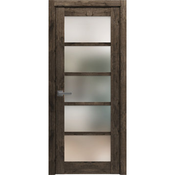 Solid French Door 18 x 80 | Quadro 4002 Cognac Oak | Frosted Glass