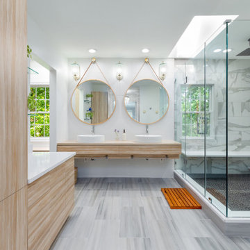 Organic Elegance: Rift Cut Oak Floating Vanity Bathroom Renovation