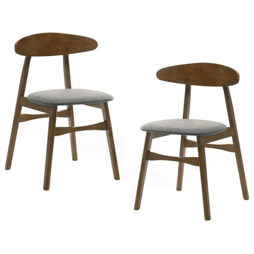 Cid Cas 20" Dining Chair, Set of 2, Curved Oval Backrest, Walnut Wood