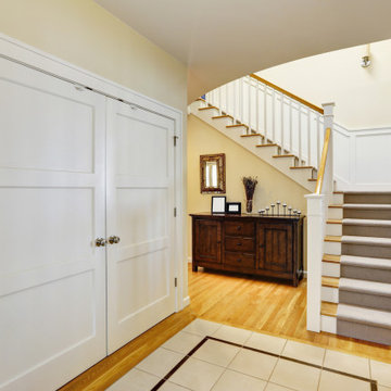 Classic Wooden Staircase with a 90 Degree Turn and Landing