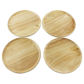 Natural Light Discs, Small Wood Plates, Thailand, 4-Piece Set