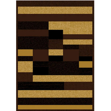 Brown Beige Modern Geometric 8x11 Area Rug Stripes