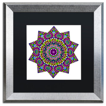 Ahrens 'Shining Mandala in Purples' Art, Silver Frame, Black Matte, 16"x16"