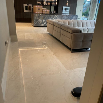 High Gloss Marble Effect Porcelain Kitchen Floor in Atherton