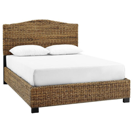 Bowery Hill Queen Size Panel Bed in Wood in Natural - Easy Assembly