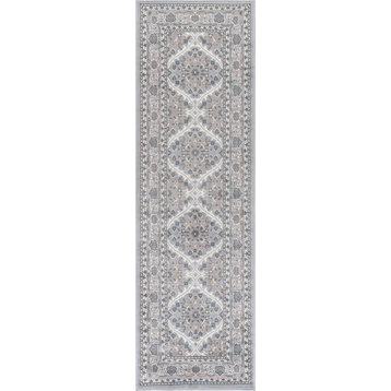 Beauregard Traditional Oriental Gray Runner Rug, 2' x 10'