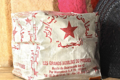 Farina recycled flour sack pouffe