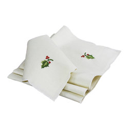 Xia Home Fashions - Winter Berry Collection Christmas Napkins, 21"x21", Set of 4 - Napkins
