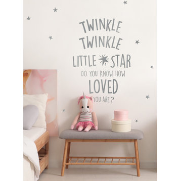 Twinkle Twinkle Little Star Wall Decal, Silver (Metallic)