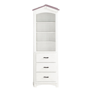 ACME Tree House Bookcase Cabinet, Pink & White Finish - Transitional ...