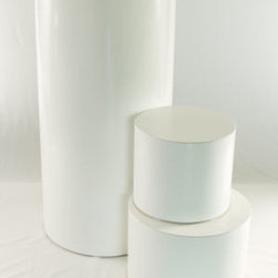 Round White Lacquer Pedestals - Furniture