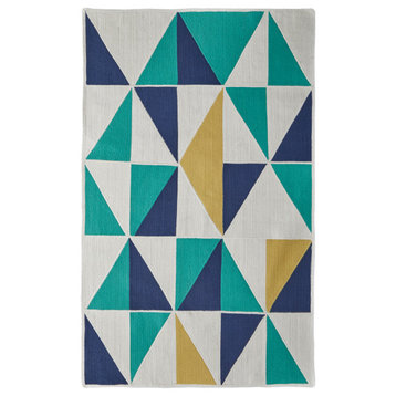 Weave & Wander Chole Coastal Color Block Rug, Blue/Green, 8'x11'