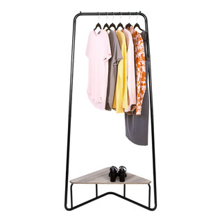 Cosway Metal Garment Rack Free Standing Closet Organizer w/5 Shelves  Hanging Bar