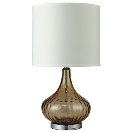 Furniture of America Harrington Contemporary Glass Table Lamp in Amber Orange