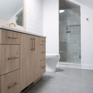 Scandinavian Style Primary Bathroom Attic Conversion | Arlington Heights, IL