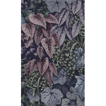 Bold Living Walls Botanical Wallpaper, Plum, 57 Sq.ft Double Roll