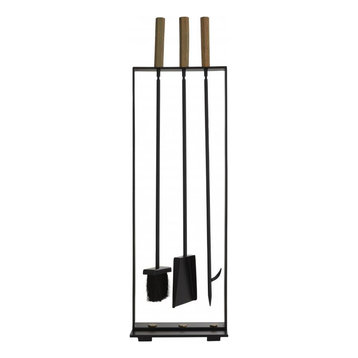 Landt Fireplace Tool Set, Blackened Iron, Rectangle, 11.5"W (2112 3MQKD)