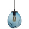 Pendant Light Handblown Glass Organic Contemporary Hanging Light, Blue, 11.8"