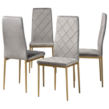 Brock Glamour 4-Piece Dining Chairs, Gold, Gray