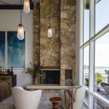 Modern great room fireplace