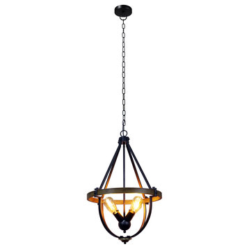 Farmhouse-Style Two-Toned 4 Light Pendant 20" Wide