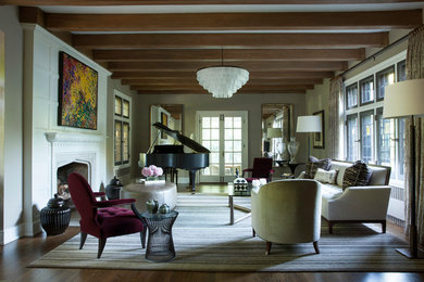 Example of a transitional living room design in Chicago