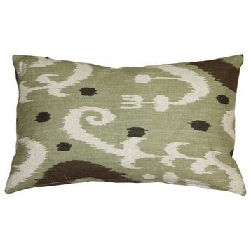 Pillow Decor - Indah Ikat Green 12 x 20 Throw Pillow