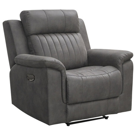 Charlee Fabric Power Recliner, Power Headrest, Gray