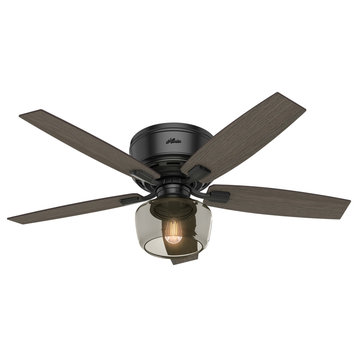 Hunter Fan Company 52" Bennett Low Matte Black Ceiling Fan, Light/Remote