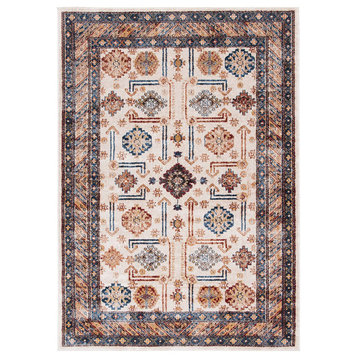 Classic Area Rug, Polypropylene With Distressed Oriental Pattern, Ivory/Brown