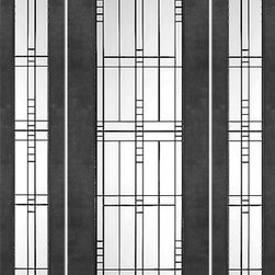 Prehung Prehung 2-1/4" Thick Contemporary Mahogany Door Sidelites Art Glass - Front Doors
