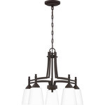 Quoizel - Quoizel BLG5122OZ Billingsley 5 Light Chandelier - Old Bronze - The Billingsley is a clean, transitional collection. Its thin, twin support frame elevates the simple silhouette, while classic accents easily coordinate with a variety of home decor styles. Complemented by etched glass shades, all fixtures are available in your choice of brushed nickel or old bronze finish.