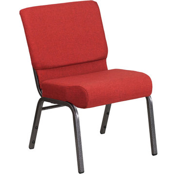 Hercules Series 21" Stacking Chair, Crimson Fabric/Silver Vein Frame